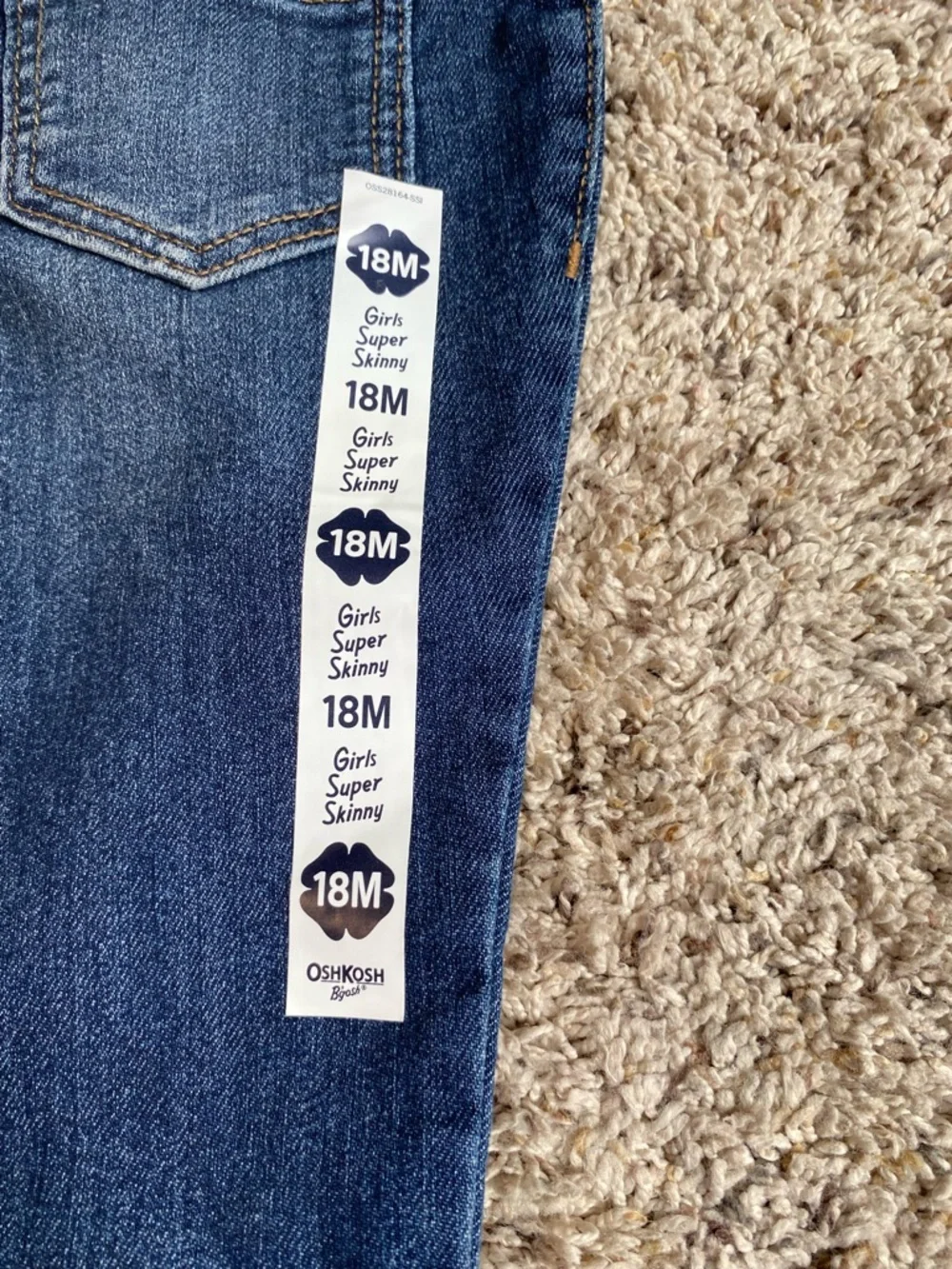Oshkosh girls 18 months super skinny jeans pants new with tags